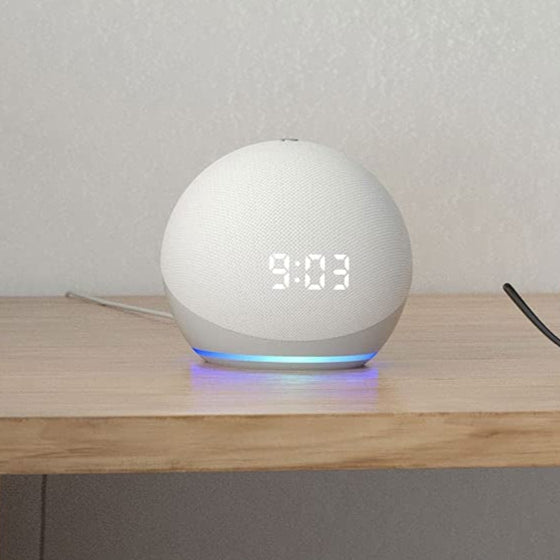Echo Dot (4Th Gen) | Smart Speaker with Clock and Alexa | Glacier White